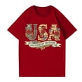 thumbnail image 4 of ASDFVBKG 250 Years Of Freedom Plus Size T-Shirt Women America 250 Shirt 3/4 Sleeve Patriotic Flag Eagle Print Blouses 1776-2026 Tshirt Gifts Red XL, 4 of 4