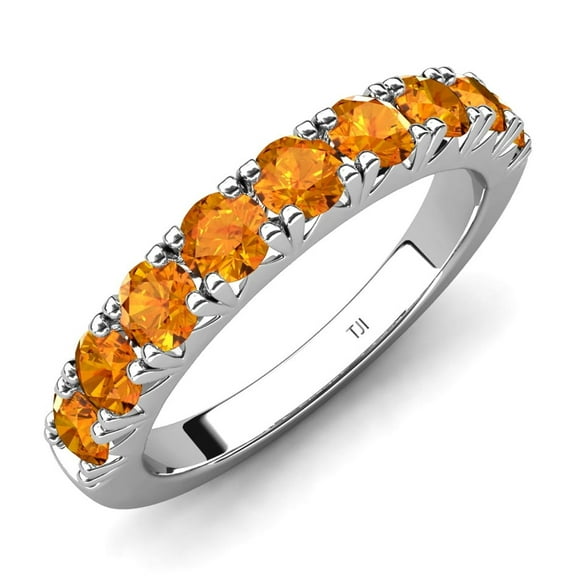 TriJewels 0.72 ctw Citrine (3.00 mm) 9 Stone Wedding Band in 10K Gold