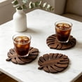 thumbnail image 6 of AuroraX Tropical Leaf Wood Coasters Natural Wood Drink Coasters Set of 3 Heat Resistant Non-Slip Eco-Friendly Wood Beverage Coasters for Table Brown, 6 of 6