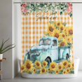 thumbnail image 5 of Sunflowers Truck Shower Curtain, 48" x 72", Spring Rose Floral Leaf Yellow Plaid Waterproof Bathroom Curtain Washable Shower Curtain Set with 12 Hooks, 5 of 9