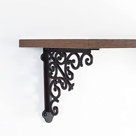 

2 Pack Heavy Duty and Thick Cast Iron Victorian Shelf Bracket Antique Black 18 x 18 cm L-Shaped Shelf Bracket DIY Projects Hardware Included