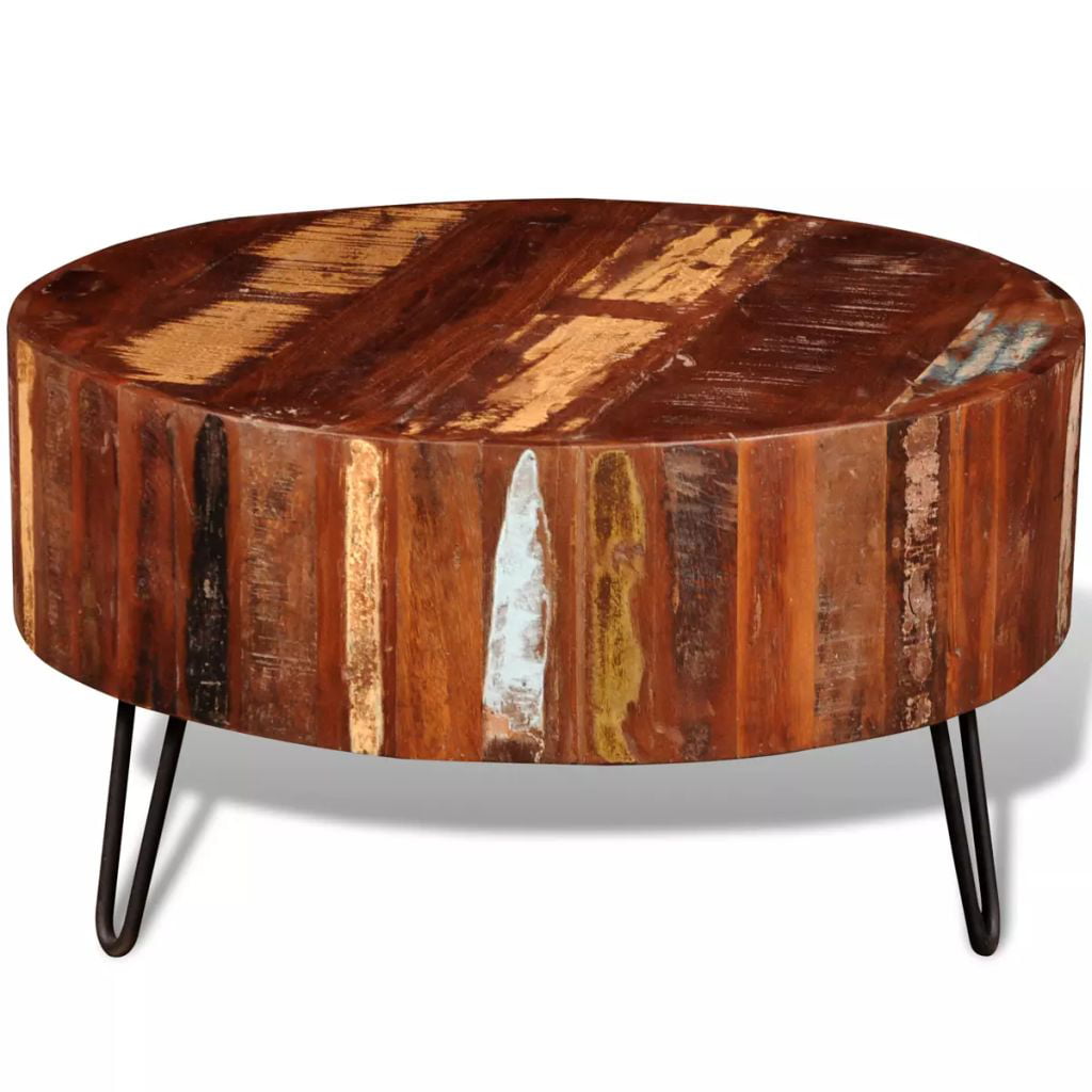 Details about   Coffee Table Solid Reclaimed Wood Round End Side Living Room Stand 