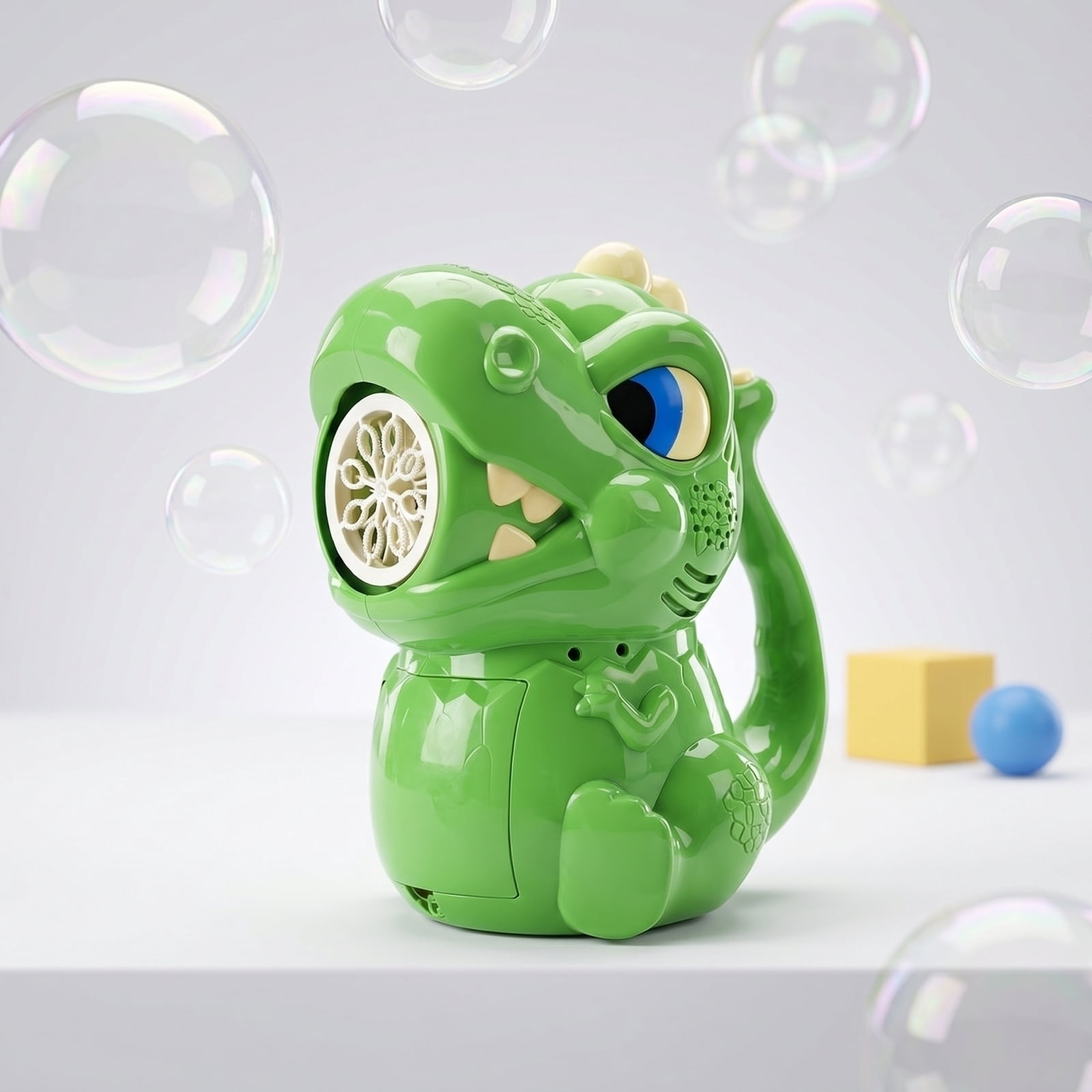 Dinosaur Bubble Blowing Machine, One-Button Automatic Bubble Maker with 100ml Bubble Solution, Portable Electric Bubble Blower for Outdoor Party Garden Activities (Green)