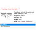 thumbnail image 2 of Front Brake Pad Set - Compatible with 1995 - 1997 Ford F-350 1996, 2 of 2