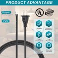 thumbnail image 3 of Uxcell 8.2 Feet Lamp Cord, SPT-2 18AWG UL Listed Power Wire 5 Pack Black Lamp Cords Replacement, 3 of 7