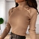 thumbnail image 3 of Mujeres De Punto De Hechos De Tortuga De Tortuga Larga Jersey Suelto Jersey Caqui Hugo Suéter de tortuga de mujeres, 3 of 10