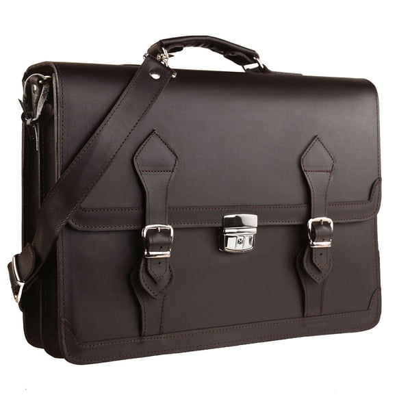 Lulumm Portafolio para Hombre en Piel Auténtica, Maletín Ejecutivo, Portafolio de Cuero con Llave, Hecho en México, Bolso de Hombro para Negocios, Oficina y Viajes, Tamaño Oficio 7436