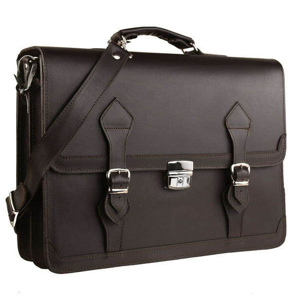 Lulumm Portafolio para Hombre en Piel Auténtica, Maletín Ejecutivo, Portafolio de Cuero con Llave, Hecho en México, Bolso de Hombro para Negocios, Oficina y Viajes, Tamaño Oficio 7436