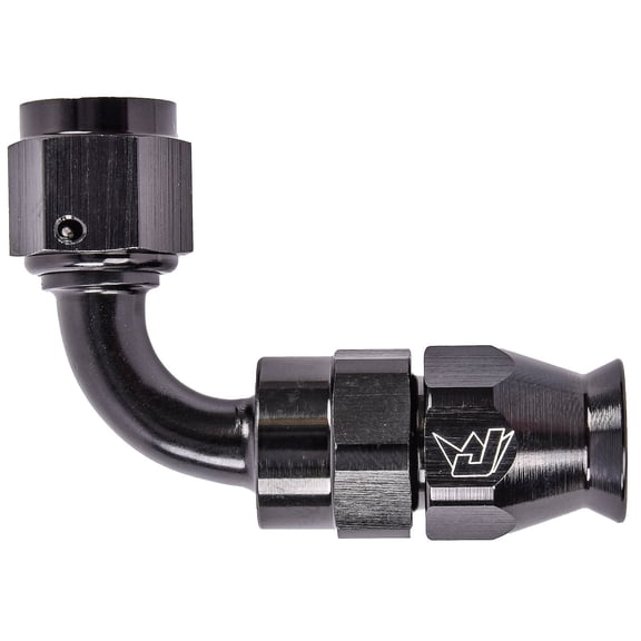 JEGS AN 90-Degree PTFE Hose End Fitting [-6 AN Female to -6 AN PTFE Hose, Black Anodized Aluminum]