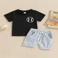 thumbnail image 3 of POINTERTECK 2Pcs Infant Baby Boy Summer Clothes Sets Outfits Short Sleeve Baseball Print Tops + Shorts Set, 3 of 9