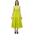 thumbnail image 3 of Bimba Women's Sundress Long Maxi Drawstring Waist Spaghetti Strap Dresses, 3 of 9