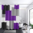 thumbnail image 3 of Shower Curtain Modern Purple and Black White Shower Curtain Set Grey Geometric Polyester Fabric Waffle Weave Textured for Bathroom with 12 Hooks, Water Repellent, Machine Washable, 72×72 Inches, 3 of 5