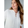 thumbnail image 2 of Jessica London Women's Plus Size Pullover Collared Lace Up Shaker Sweater, 2 of 2