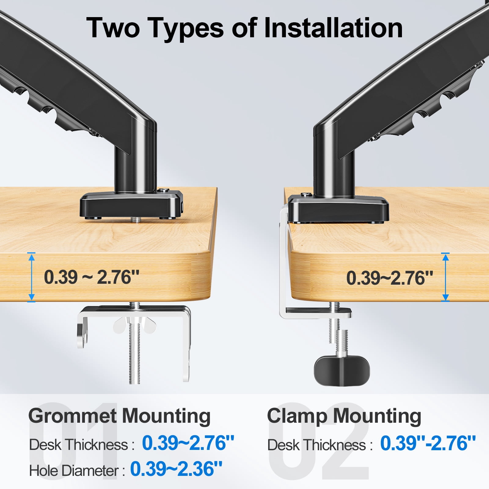 HOMOUNT Dual Monitor Mount Stand for 13-32 inch, Gas Spring Monitor Arm for 2 Monitor, Dual Monitor Desk Mount with Tilt, Swivel, Rotation,Each Arm Holds Max 19.8 lbs