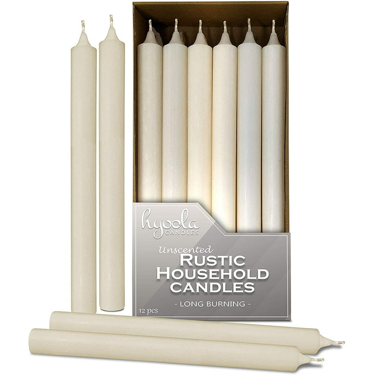 Kedtui Taper Candles 10 inch (H) Dripless, Set of 24 White Unscented and Smokeless Taper Candles Long Burning, Paraffin Wax with Cotton Wicks for