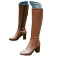 thumbnail image 3 of YLYL Womens Knee High Boots Wide Calf Chunky Heel Side Zipper Riding Long Boots, 3 of 8