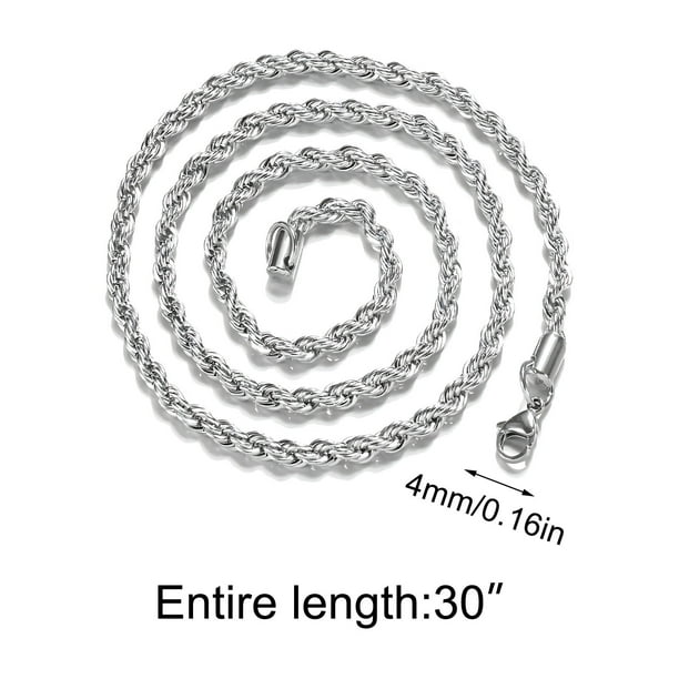 Collares y colgantes de 30 pulgadas para mujer y hombre. Hermoso collar de moda con cadena de cuerda de plata 925 de 4 mm y colgante de alta decoración. Joyería conmemorativa. Accesorios para el cuell