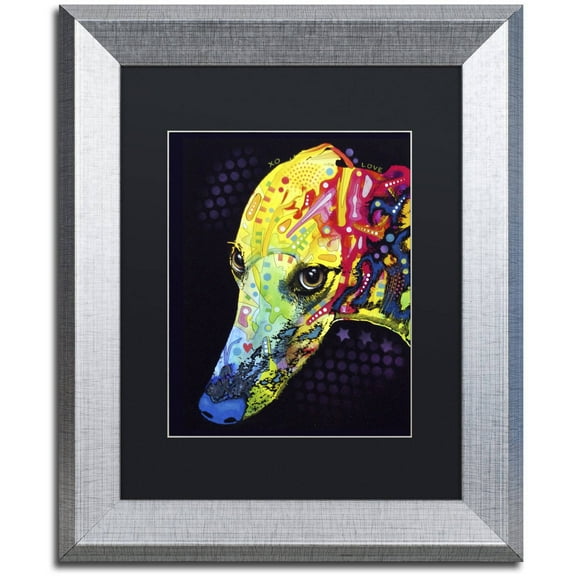 Trademark Fine Art "Greyhound" Canvas Art by Dean Russo, Black Matte, Silver Frame