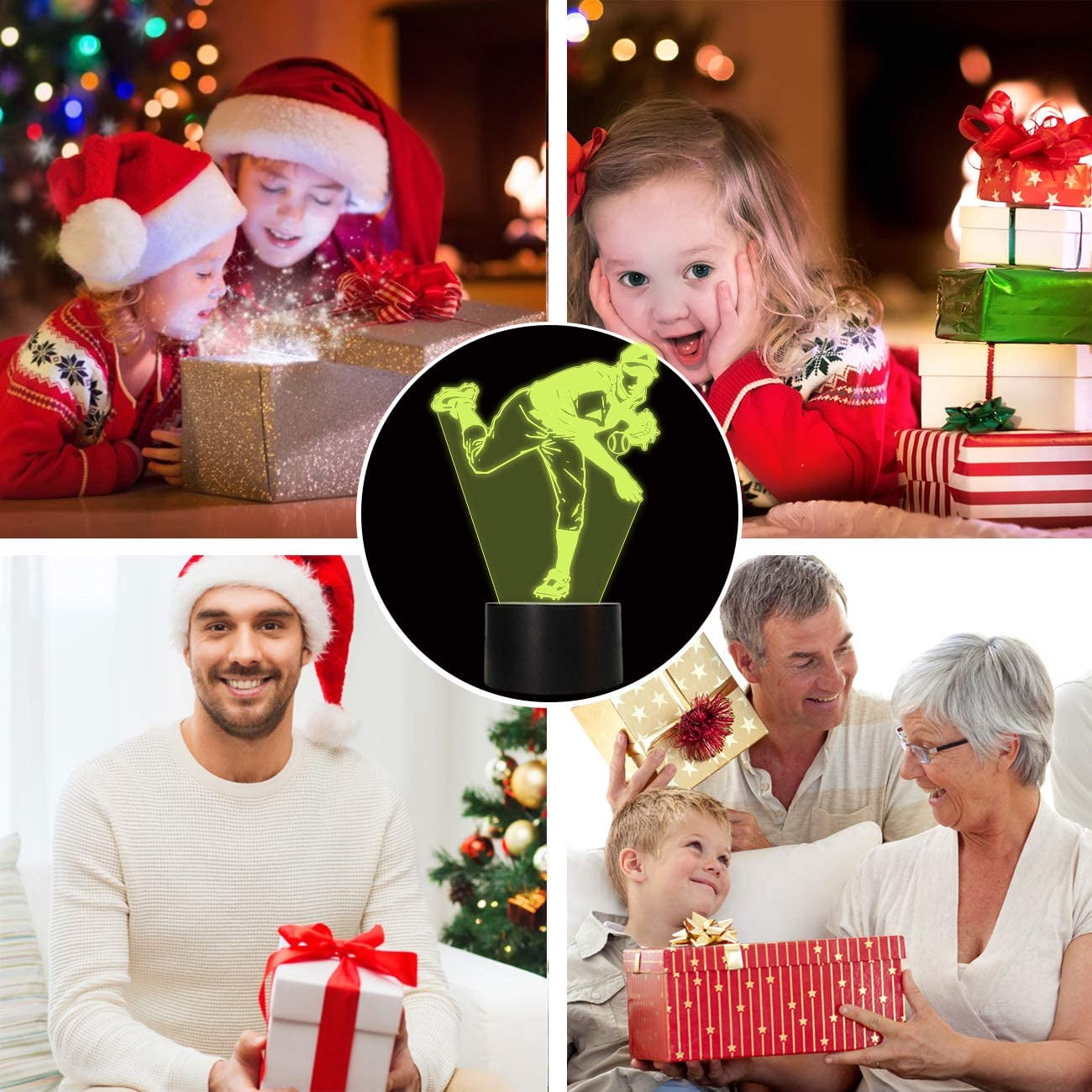 Baseball Gifts, Baseball Player 3D Night Light for Kids for Xmas