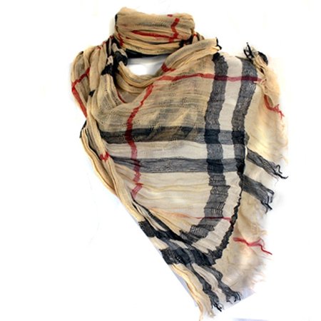 Brown Deluxe Board - Long Preppy Style Checkerboard Plaid Print Soft Light Cotton Blend Scarf By Silver Fever Brand (Tan Brown)