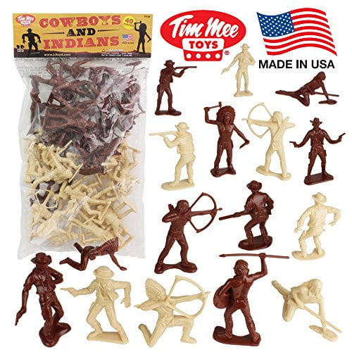 Timmee Cowboys And Indians Plastic Figures 40Pc Playset Made In Usa