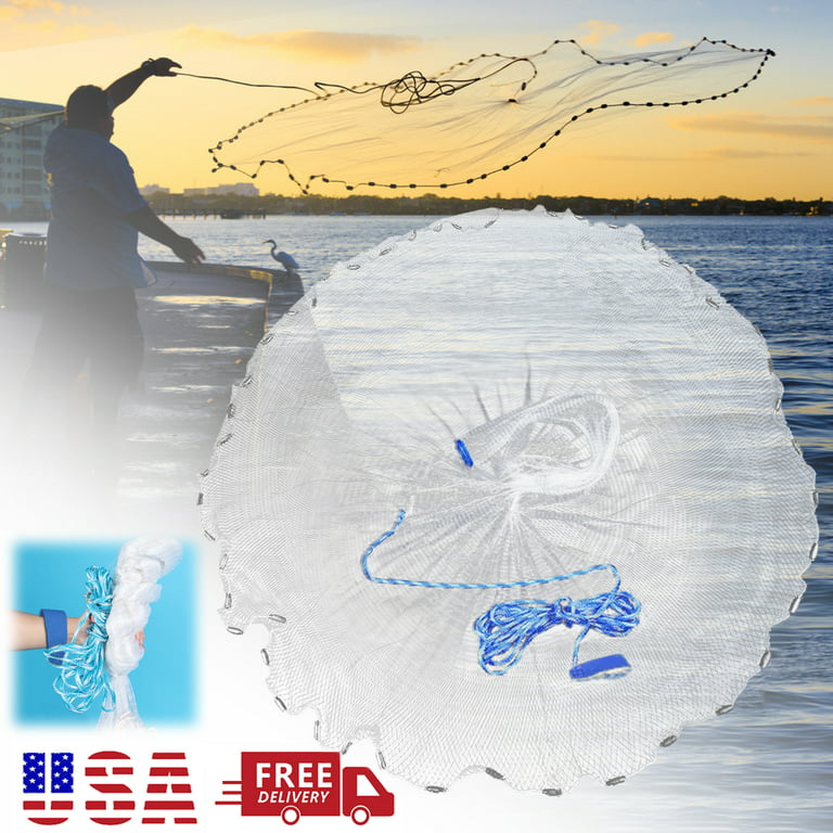 Supsupsiu 6/8/10/12/16FT Fishing Cast Net Bait Easy Throw Hand Cast Strong  Nylon Trap Fishing Net