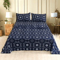 thumbnail image 2 of 4 Pieces Microfiber Flannel Sheet Set Full Size, Deep Pocket Bedding Set Navy Blue Color, 2 of 6