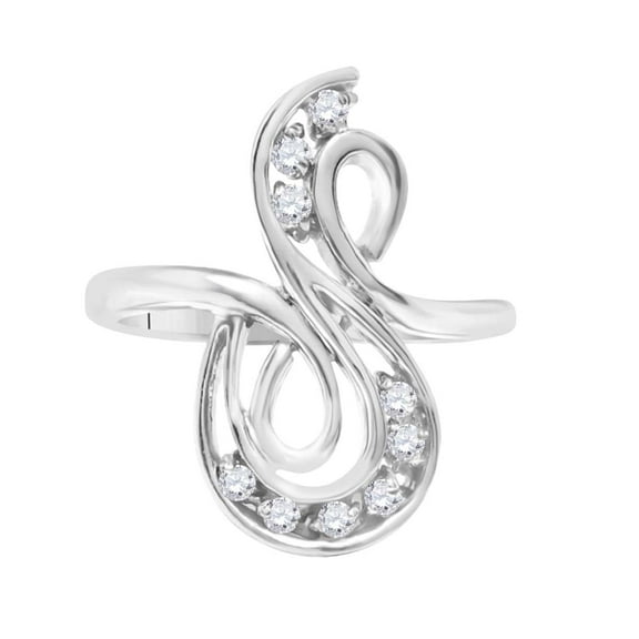 Mauli Jewels Engagement Rings for Women 0.10 Carat Fabulous Fashion Designer Diamond Ring 2-prong 10K White Gold