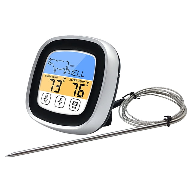 MORESEC Digital Barbecue Thermometer, Magnetic Back for FTextured Edge Oven, Stainless Steel Probe -20°C to , LCD Display Easy to Read, Countdown Timer Function, Perfect for Grilling Cooking