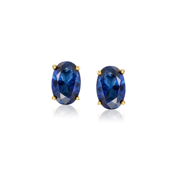 Pure Collection by Ross-Simons 0.80 ct. t.w. Oval Lab-Grown Sapphire Stud Earrings in 18kt Gold Over Sterling, Women's, Adult