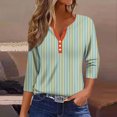 thumbnail image 2 of GYUJNB 3/4 Length Sleeve Womens Tops Button Down Summer Henley Neck T Shirts Plus Size Blouses, 2 of 5