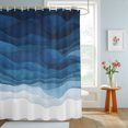 thumbnail image 4 of Navy Blue Ombre Shower Curtains for Bathroom, Abstract Modern Stripe Waves Moires Waterproof Fabric Shower Curtain, Decorative Bathroom Curtain for Bathtub, 72"x84" , No Hooks Included, 4 of 9