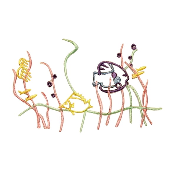 ID 0259 Underwater Sea Life Patch Corel Current Sea Embroidered Iron On Applique