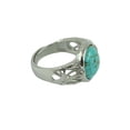 thumbnail image 1 of Anillo Zulema grande de turquesa verde con cabujón hueco de flor de filigrana Cobre y piedra preciosa azul turquesa, 1 of 6