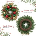 thumbnail image 5 of Lumiparty 16" Christmas Wreath for Front Door, Lighted Xmas Wreath with 30 LED Lights Timer  Xmas Balls, Battery Operated Snow Flocked Winter Wreath for Fireplace Window Outdoor Decor, Gold, 5 of 7