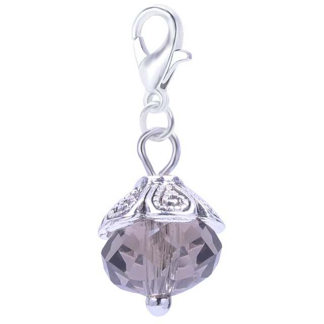 20pcs Assorted Color Crystal Dangle Charms Pendant with Lobster Clasp Jewelry Making Accessory Fit Floating Locket Charms Necklaces Grey