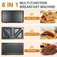 thumbnail image 3 of TOPCHANCES Sandwich Maker, 6 in 1 Waffle Maker, Toaster and Electric Panini Press Grill with Removable Non-stick Plate, Easy to Clean, Heating Up Fast, 3 of 11