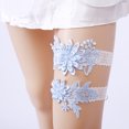 thumbnail image 1 of Juego de ligas de encaje para novia con piedra de rinoceronte y perla，Juego de ligas de boda de encaje blanco para mujer, ligas de novia con algo azul LingWen 1327537019817, 1 of 5