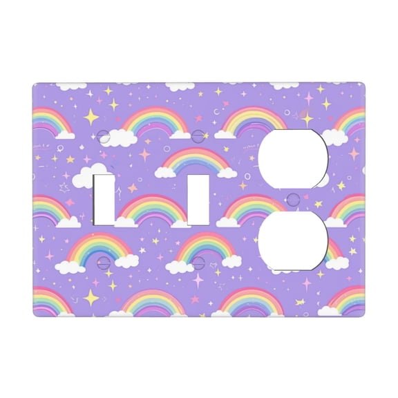 Purple Rainbow Switch Cover Decorative Wall Plate 3-Gang 2-Toggle 1-Duplex Standard Size