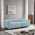 thumbnail image 4 of SZLIZCCC 87.4'' 3 Seater Velvet Sofa Loveseat , Piano key sofa Modern Bubble Upholstered Couch with 2 Pillows and Metal Feet for Living Room Blue, 4 of 8
