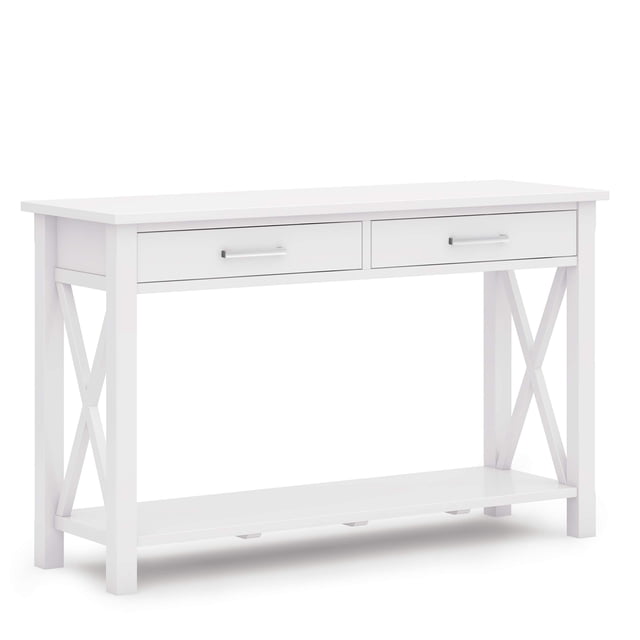 SIMPLIHOME Kitchener SOLID WOOD 47 inch Wide Contemporary Console Sofa Table in White with Storage, 2 Drawers and 1 Shelf, for the Living Room Entryway and Bedroom