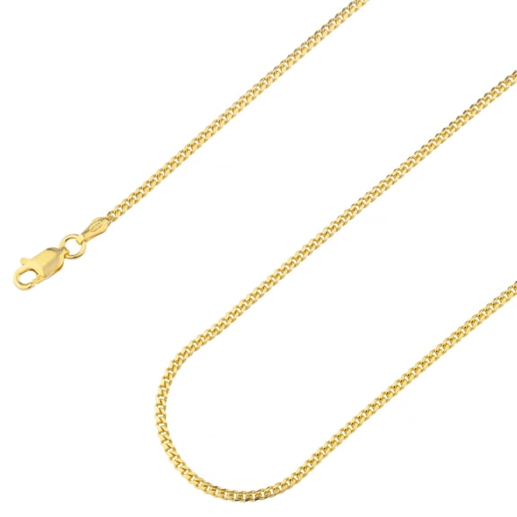 925 Sterling Silver, Miami Cuban Gold Plated Chain 2mm Necklace - Hypoallergenic and Tarnish Resistant - By Oliver & Navy