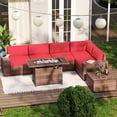 thumbnail image 2 of Aoxun 7-Piece Galvanized Steel Outdoor Conversation Sets with Coffee Table, Mix Brown/Red, 2 of 7