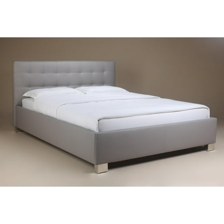 Phillip Bed Faux Leather Tufted Headboard Finish Gray Chrome Size Phillip Bed Faux Leather Tufted Headboard Finish Gray Chrome Size King