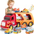 thumbnail image 3 of TEMI Vehículos de transporte de camiones para niños pequeños, juguetes 5 en 1 para niños de 3 4 5 6 7 años, coches de juguete para niños pequeños de 1 a 3 años, juego de potencia de fricción para niño, 3 of 4