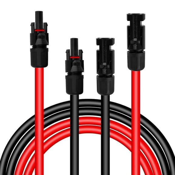 20 Feet 10AWG(6mm²) Solar Extension Cable with Female and Male Connector, Solar Panel Tinned Copper Wire Cable Weatherproof for Home, RV Camper Ferry (20FT Red 20FT Black)