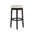 thumbnail image 2 of Linon Maya 31" Rice White Faux Leather Swivel Bar Stool in Brown Wooden Frame, 2 of 14