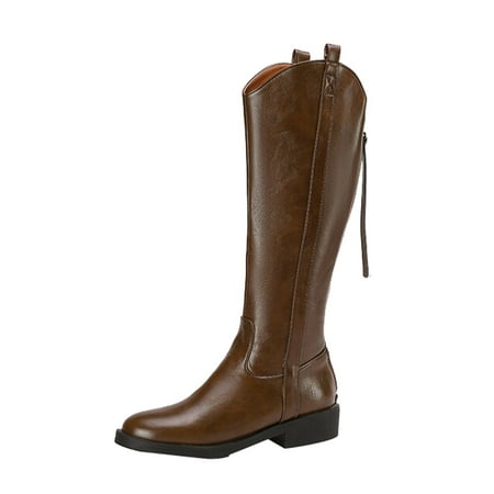 

NECHOLOGY Womens Size 13 Boots Thigh High Ladies Shoes Fashion Boots Casual Flat Heel Knee High Boots No Heel for Women Shoes Brown 9