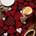 thumbnail image 3 of Valentine's Day Table Runner 72 Inches, Red Black Love Hearts Plaid Romantic Bed Runner Dresser Scarves Tabletop for Indoor Outdoor Parties/Ceremony/Banquet, 14" x 72", 3 of 8