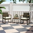 thumbnail image 2 of Outsunny 3 Pieces Wicker Patio Furniture Set, Rattan Bistro Set, White, 2 of 10